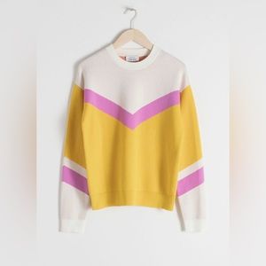 & Other Stories Intarsia Knit Varsity Sweater (Size XS)